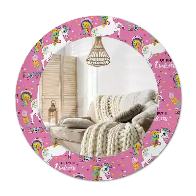 Round mirror frame with print Magical Unicorn