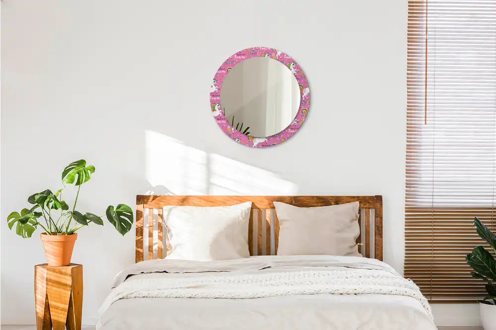 Round mirror frame with print Magical Unicorn