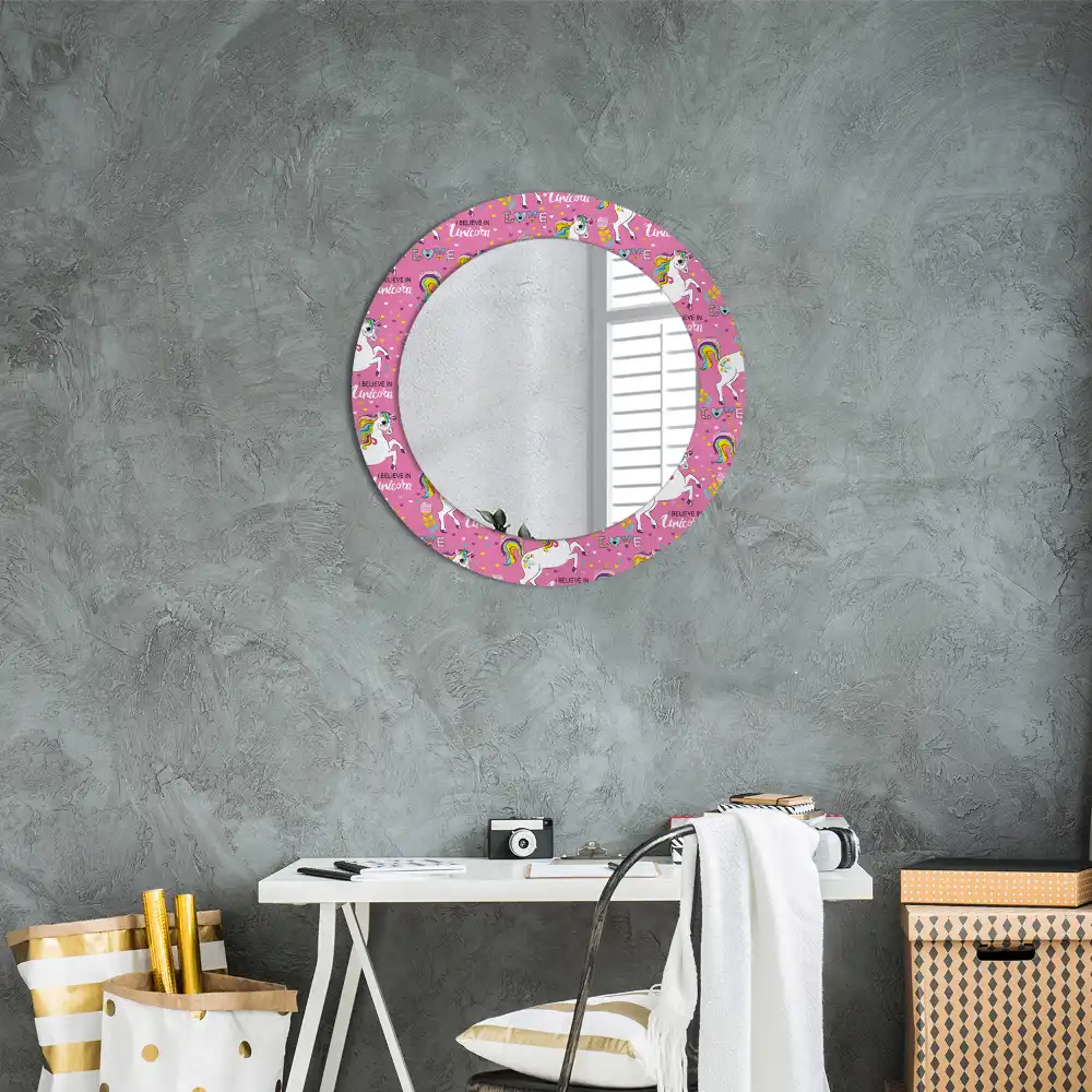 Round mirror frame with print Magical Unicorn