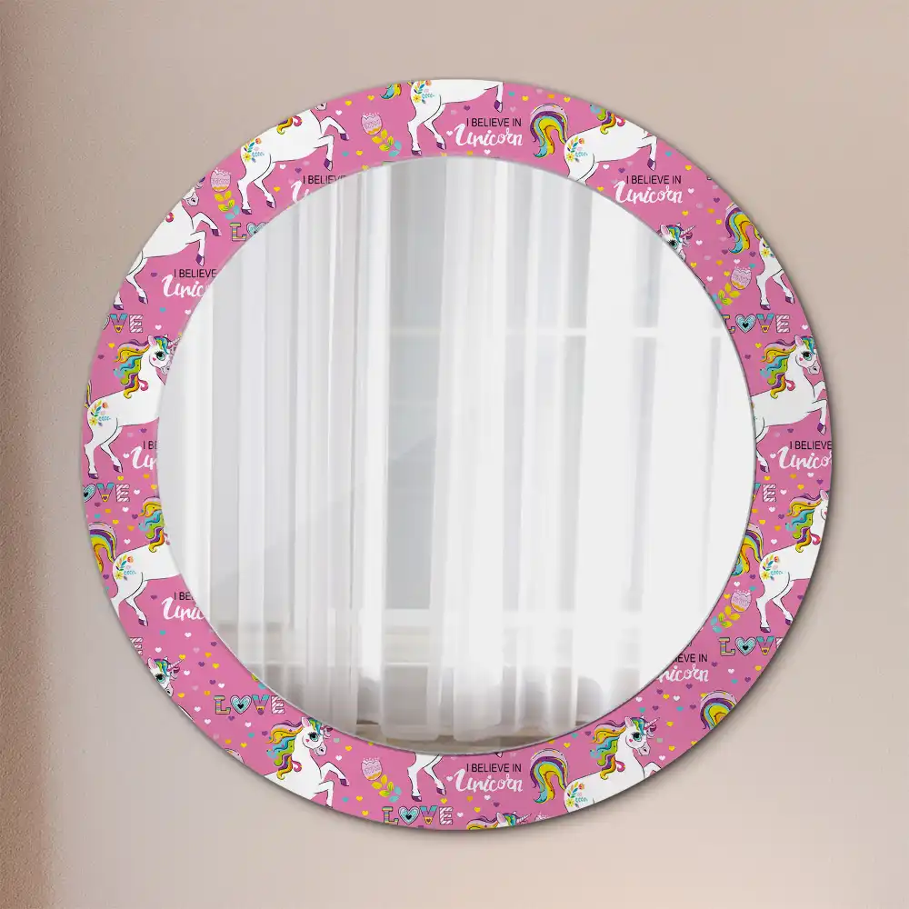 Round mirror frame with print Magical Unicorn