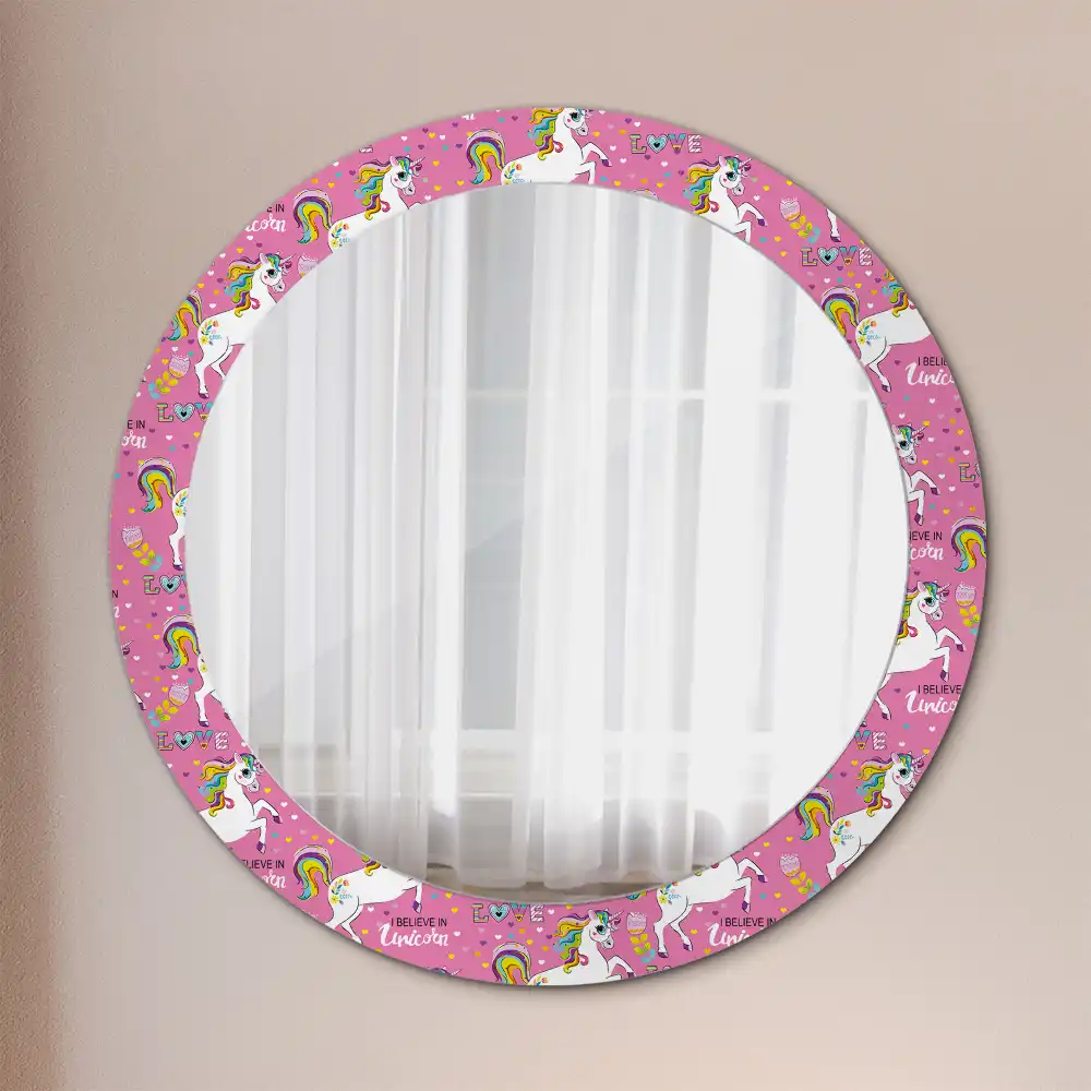 Round mirror frame with print Magical Unicorn