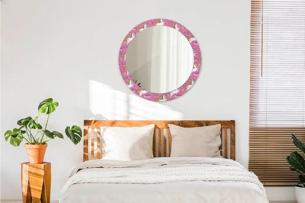 Round mirror frame with print Magical Unicorn