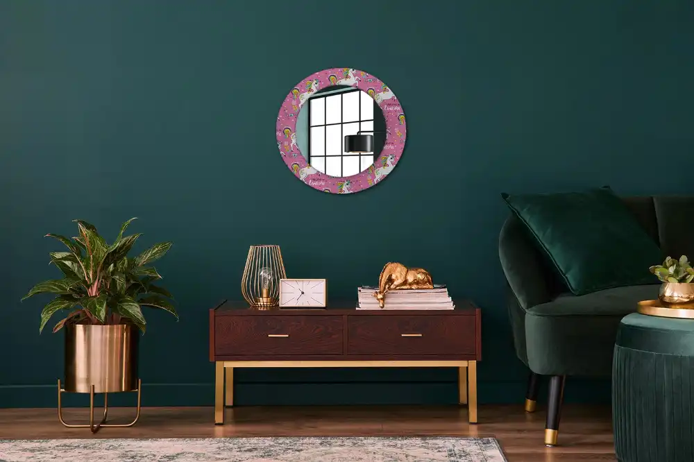Round mirror frame with print Magical Unicorn