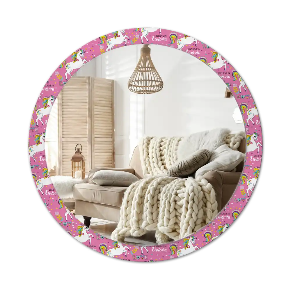 Round mirror frame with print Magical Unicorn