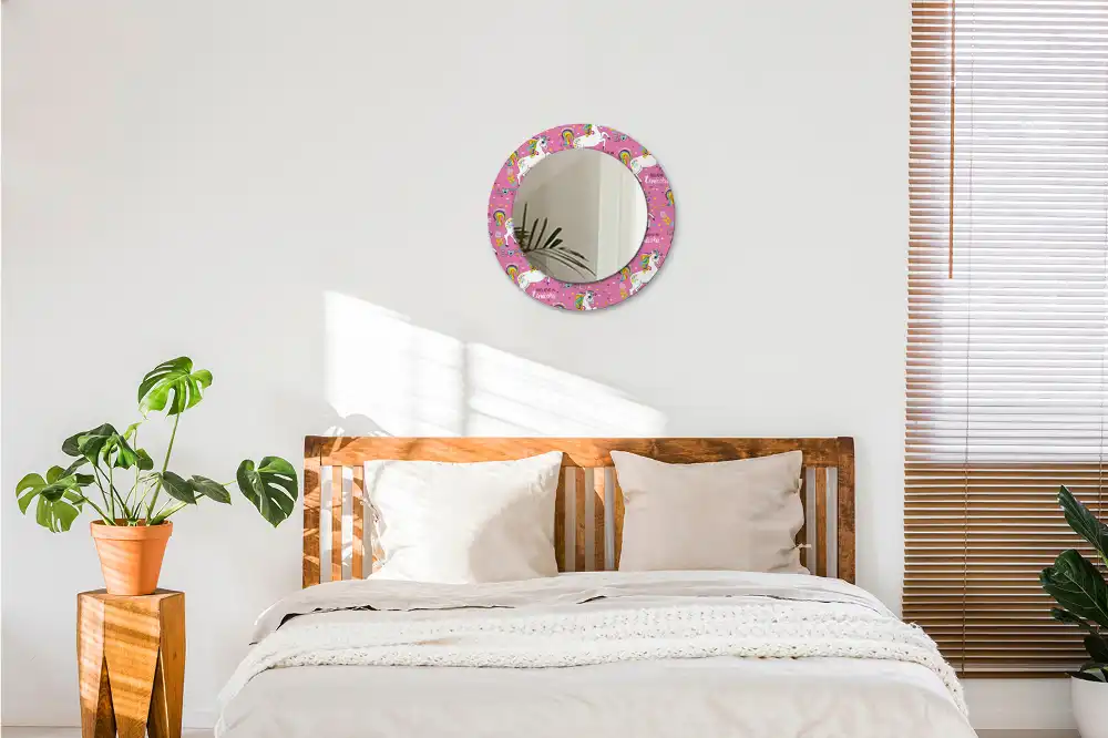 Round mirror frame with print Magical Unicorn