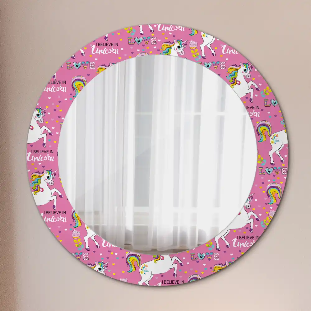 Round mirror frame with print Magical Unicorn