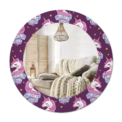 Round mirror frame with print Star Unicorn