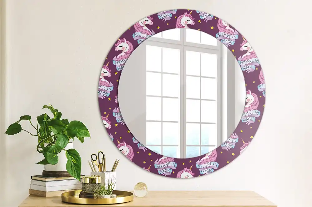 Round mirror frame with print Star Unicorn