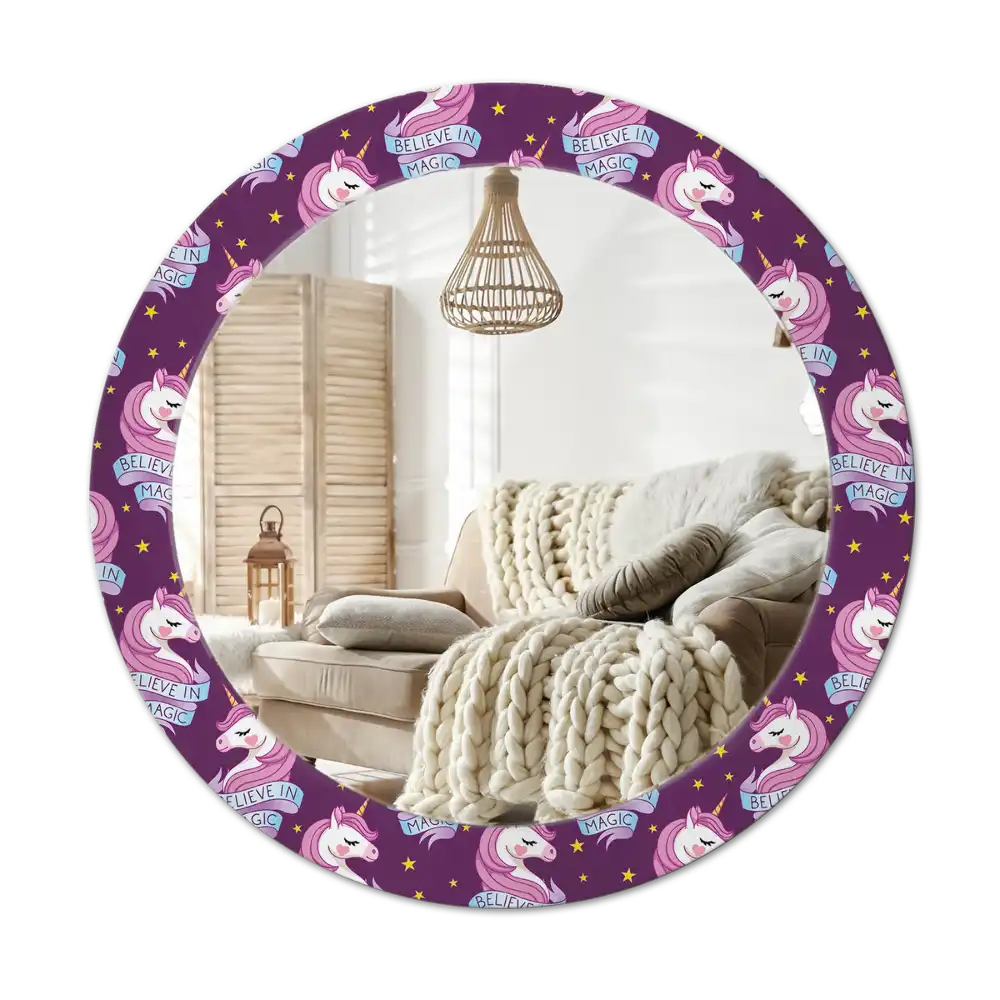 Round mirror frame with print Star Unicorn