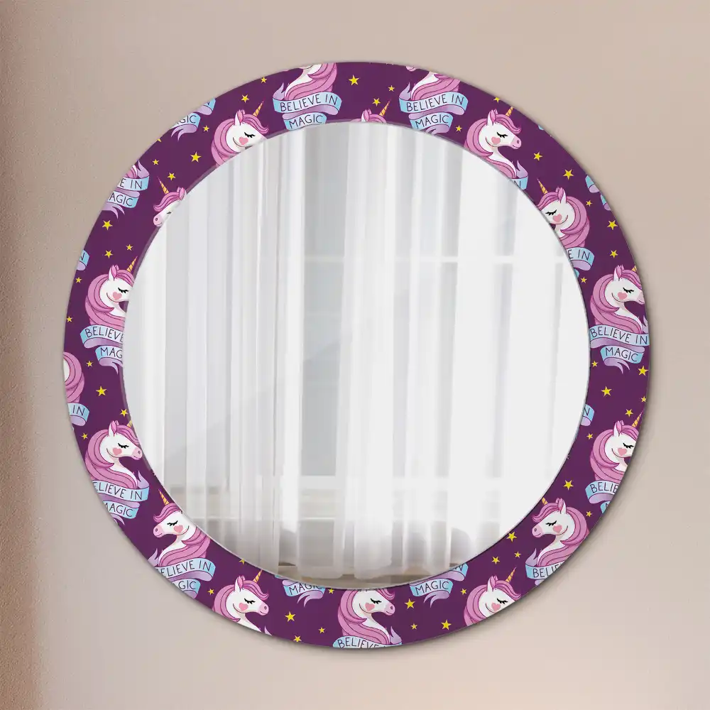Round mirror frame with print Star Unicorn