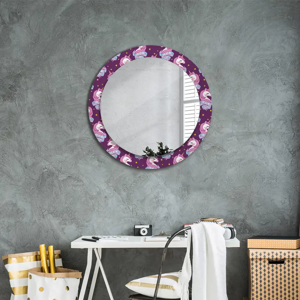 Round mirror frame with print Star Unicorn