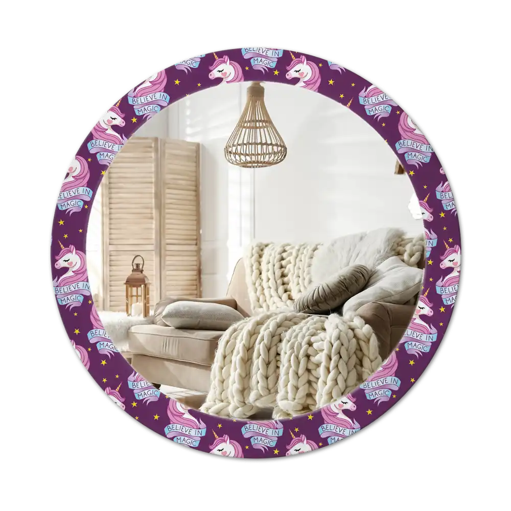 Round mirror frame with print Star Unicorn