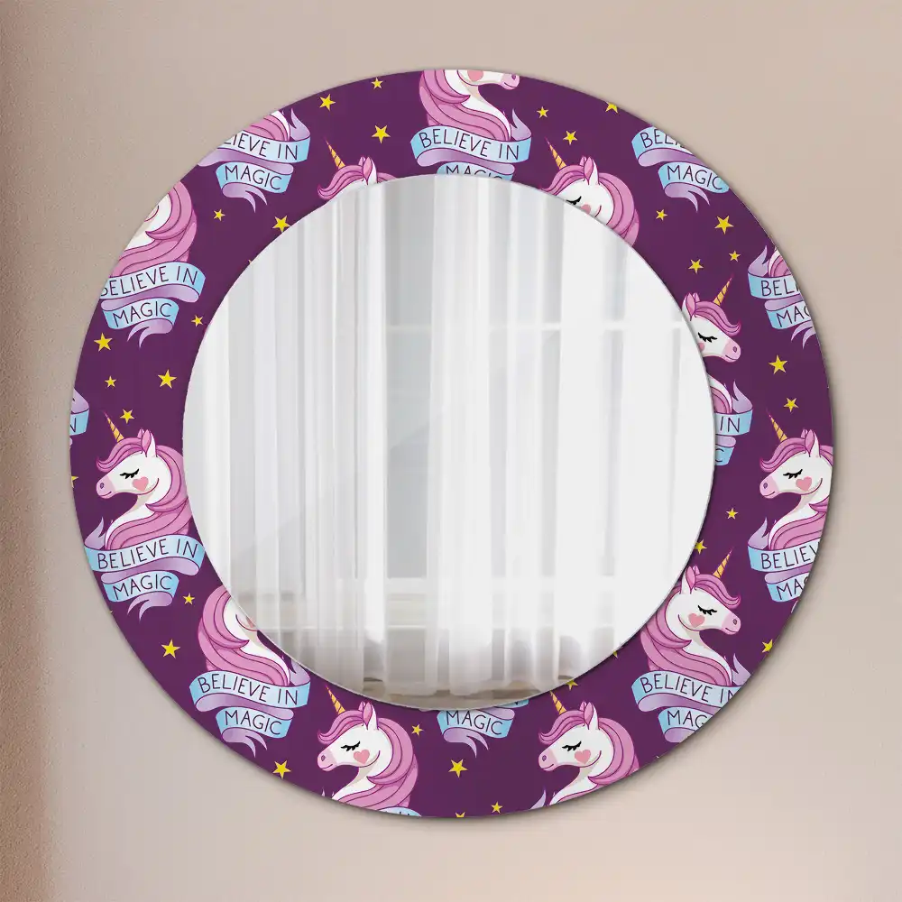 Round mirror frame with print Star Unicorn