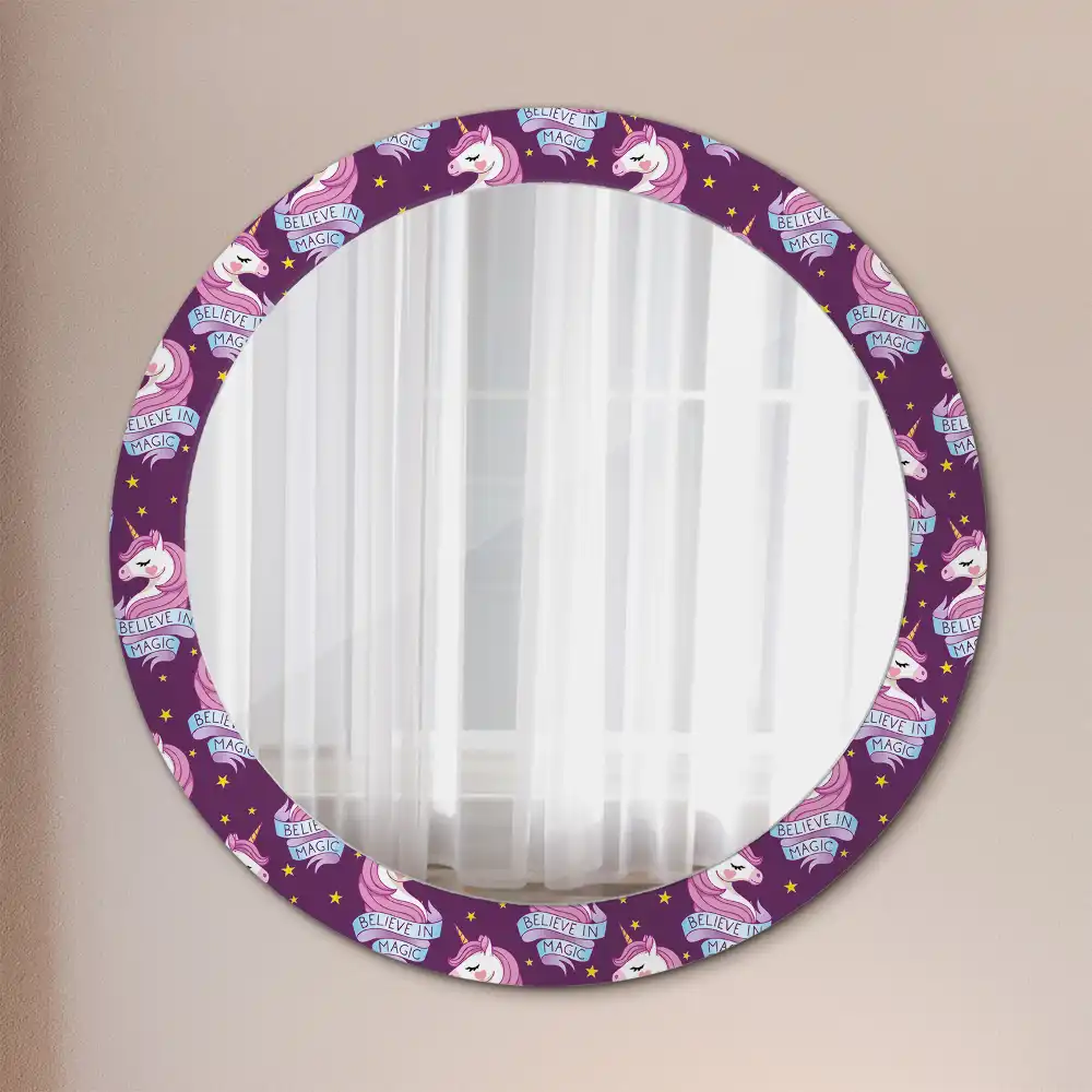Round mirror frame with print Star Unicorn