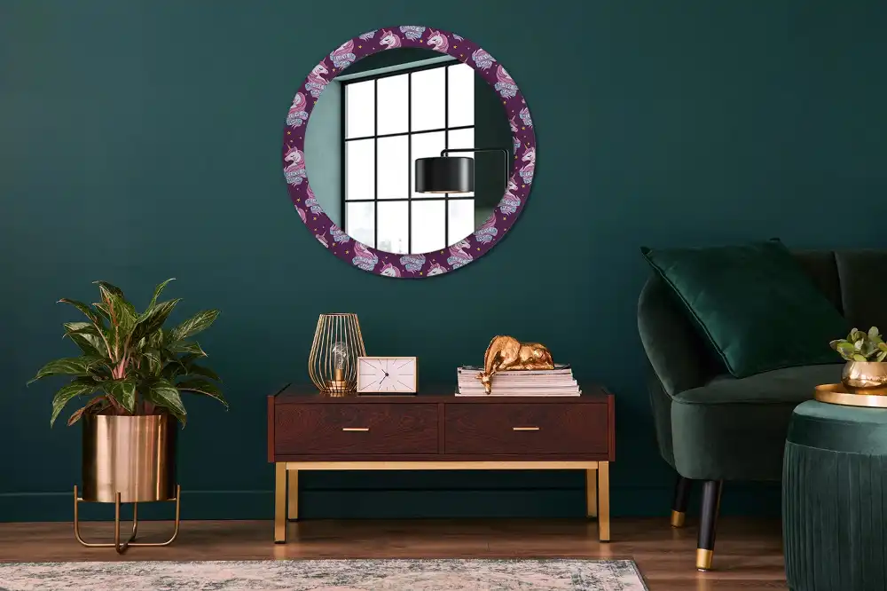 Round mirror frame with print Star Unicorn