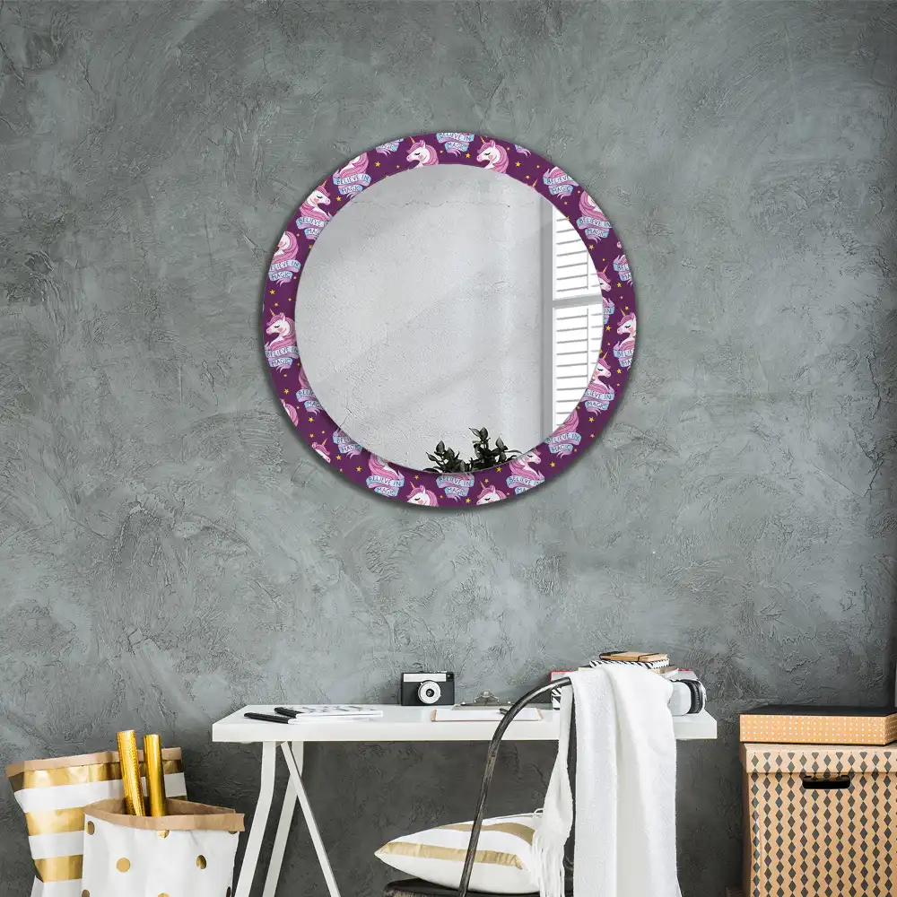 Round mirror frame with print Star Unicorn
