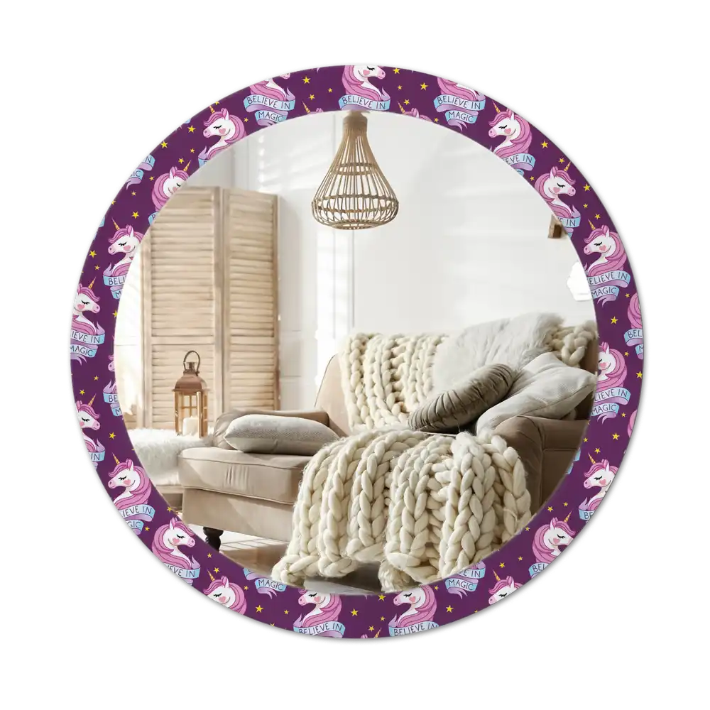 Round mirror frame with print Star Unicorn