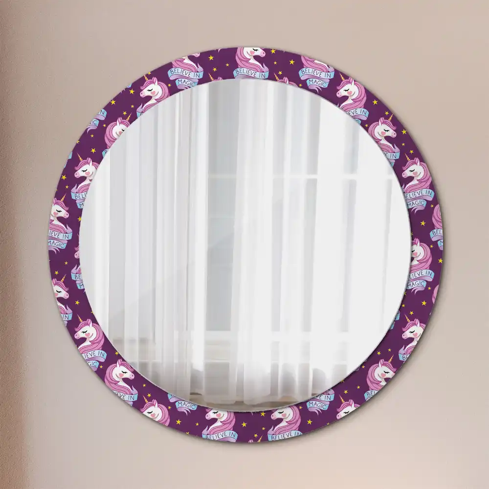 Round mirror frame with print Star Unicorn