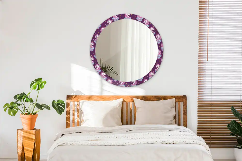 Round mirror frame with print Star Unicorn