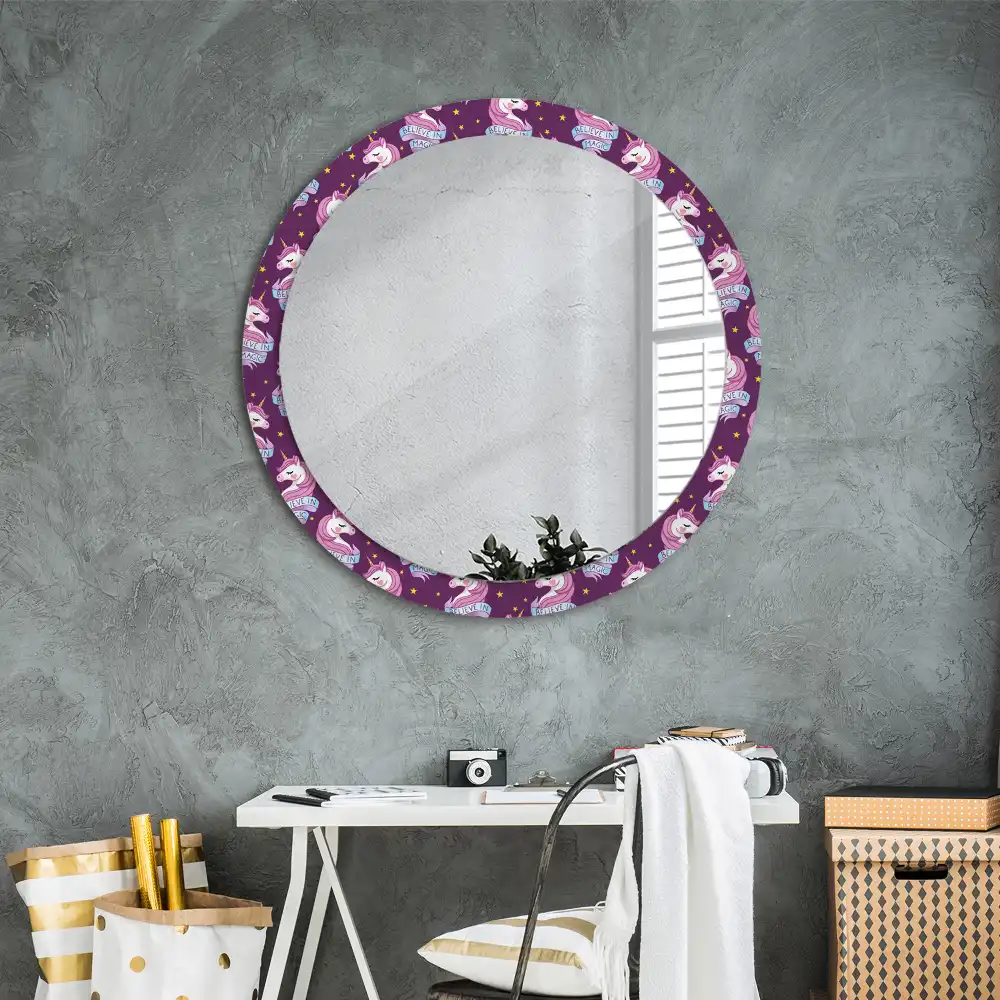 Round mirror frame with print Star Unicorn