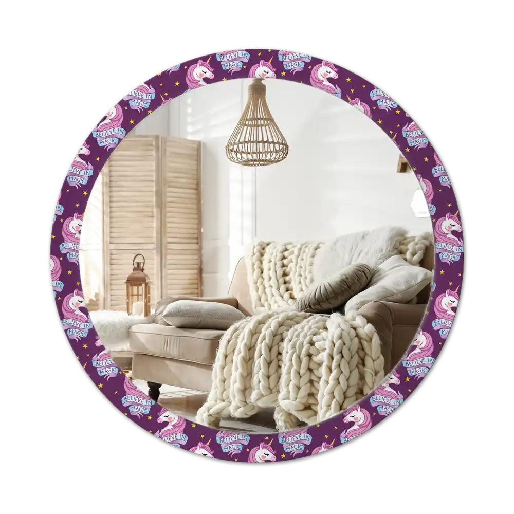 Round mirror frame with print Star Unicorn