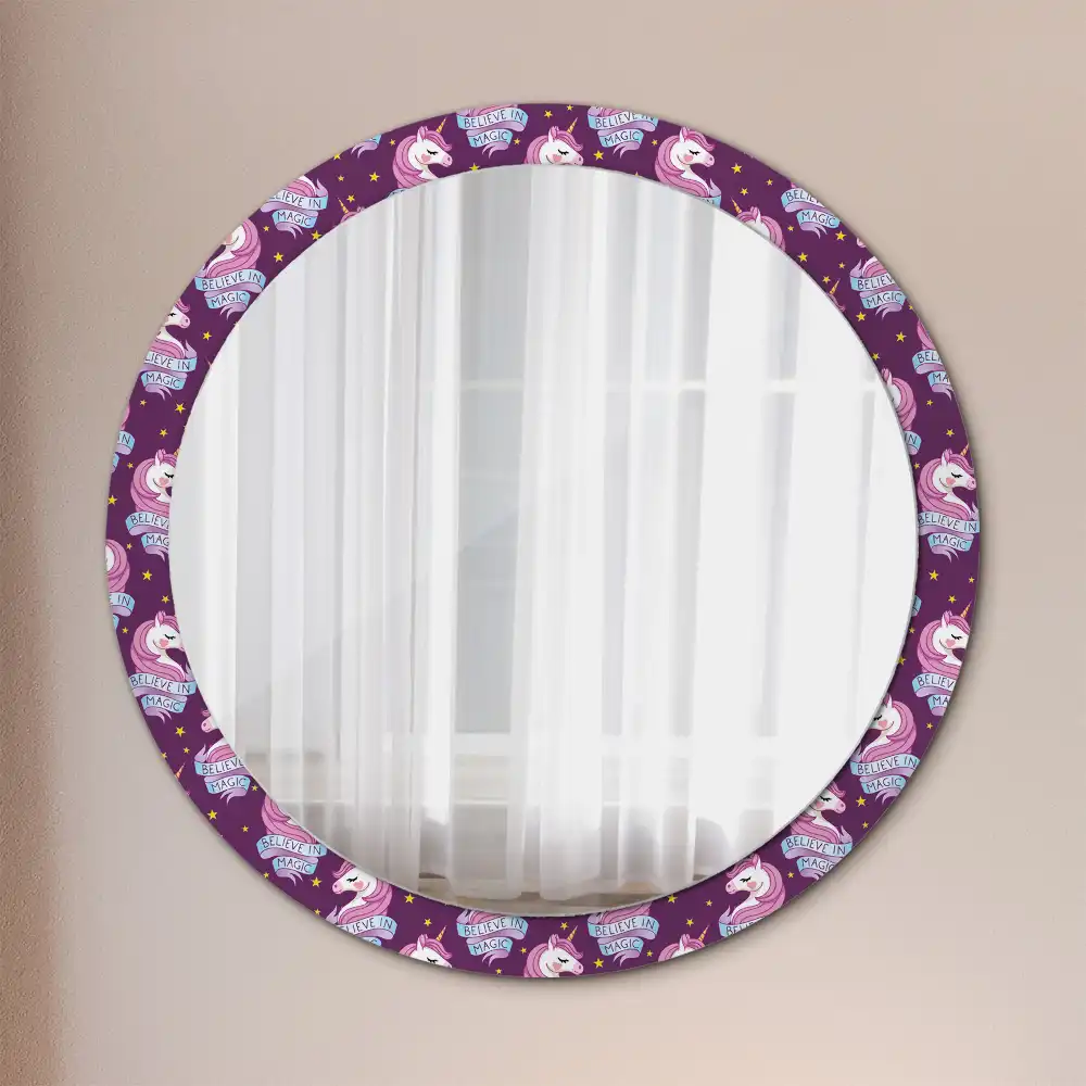 Round mirror frame with print Star Unicorn