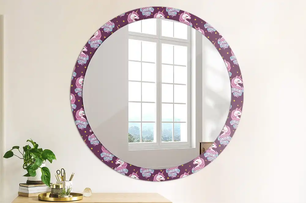 Round mirror frame with print Star Unicorn