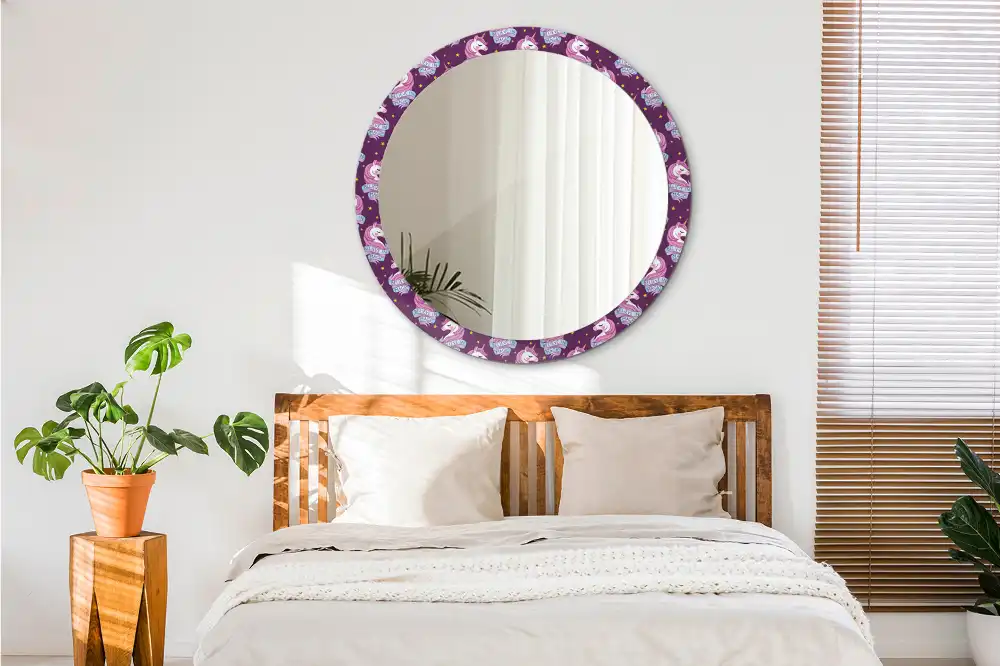 Round mirror frame with print Star Unicorn