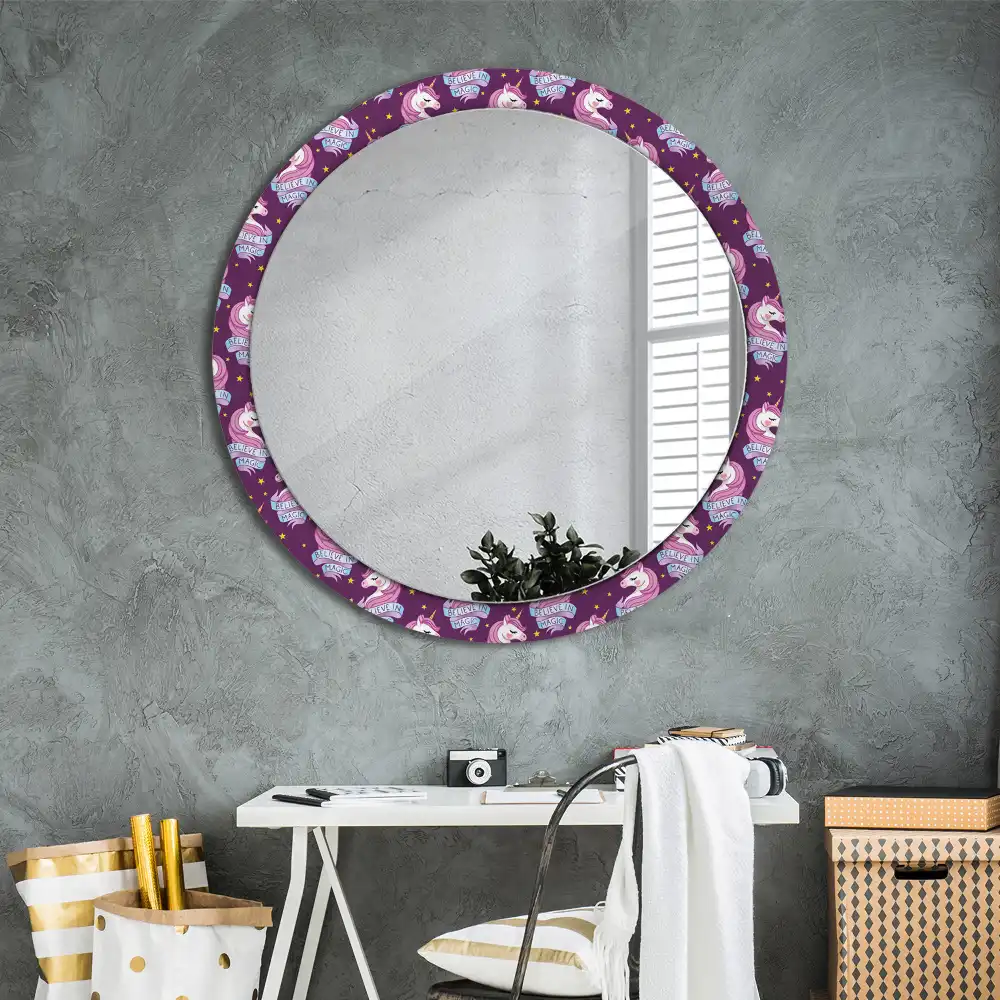 Round mirror frame with print Star Unicorn