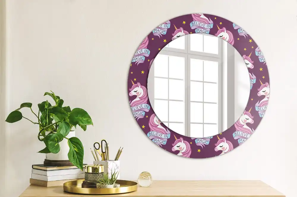 Round mirror frame with print Star Unicorn