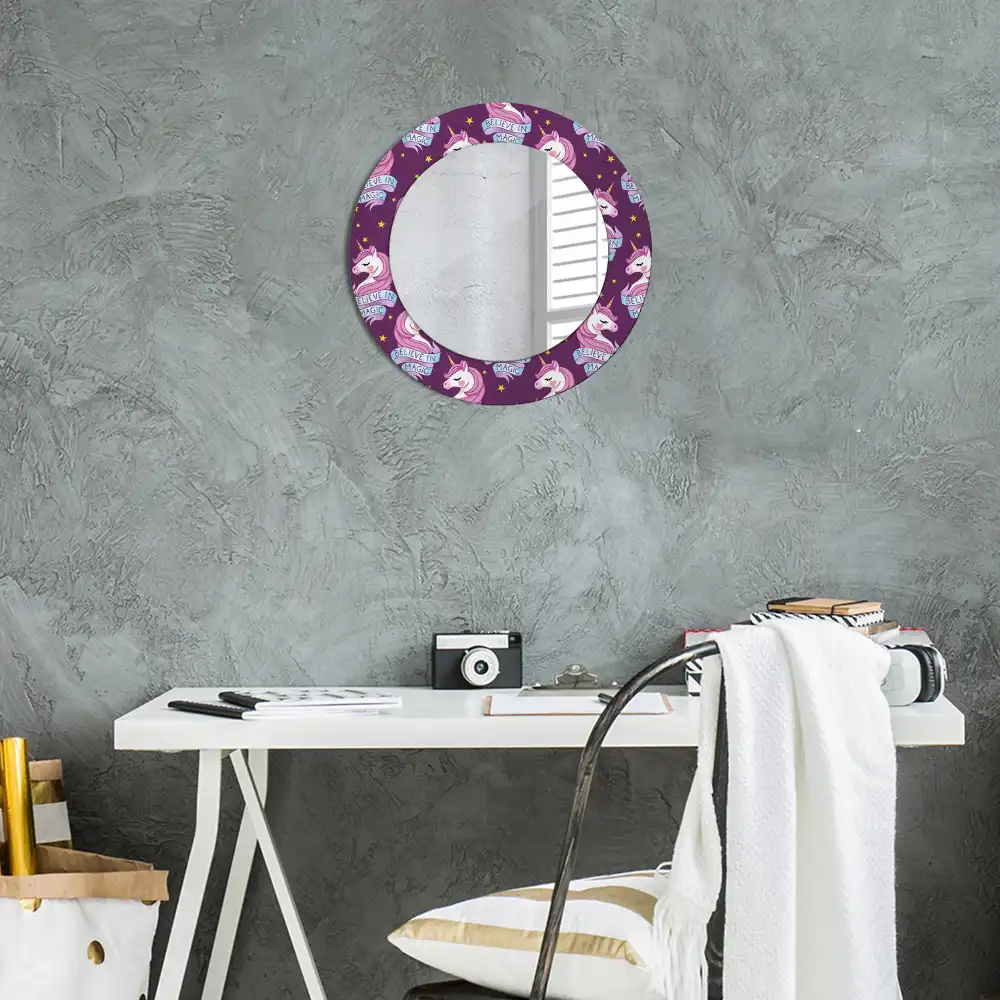 Round mirror frame with print Star Unicorn