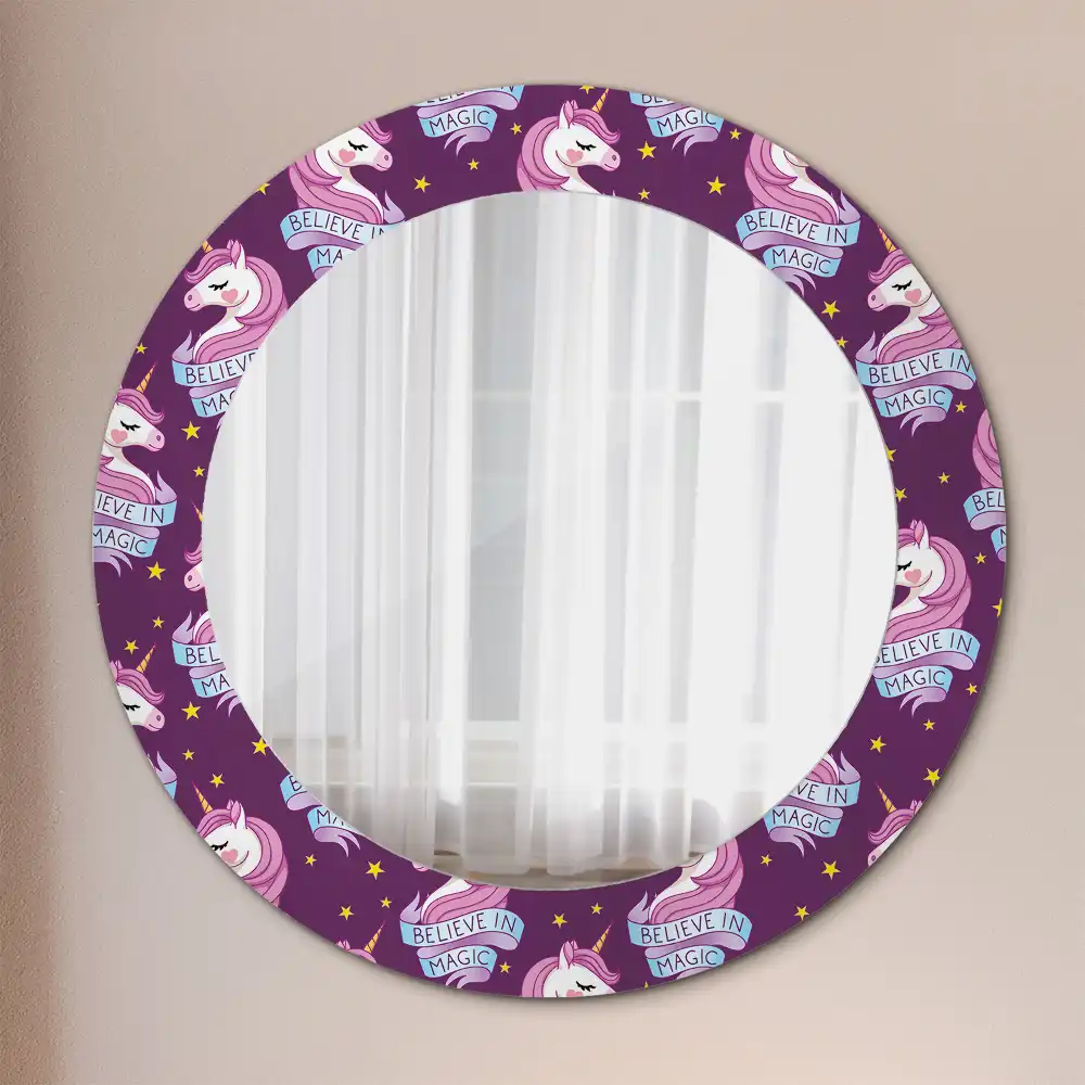 Round mirror frame with print Star Unicorn