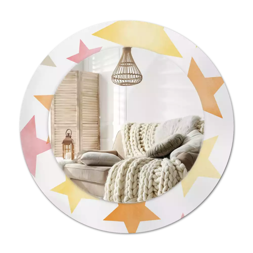 Round wall mirror decor Pastel stars