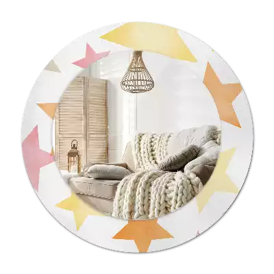Round wall mirror decor Pastel stars
