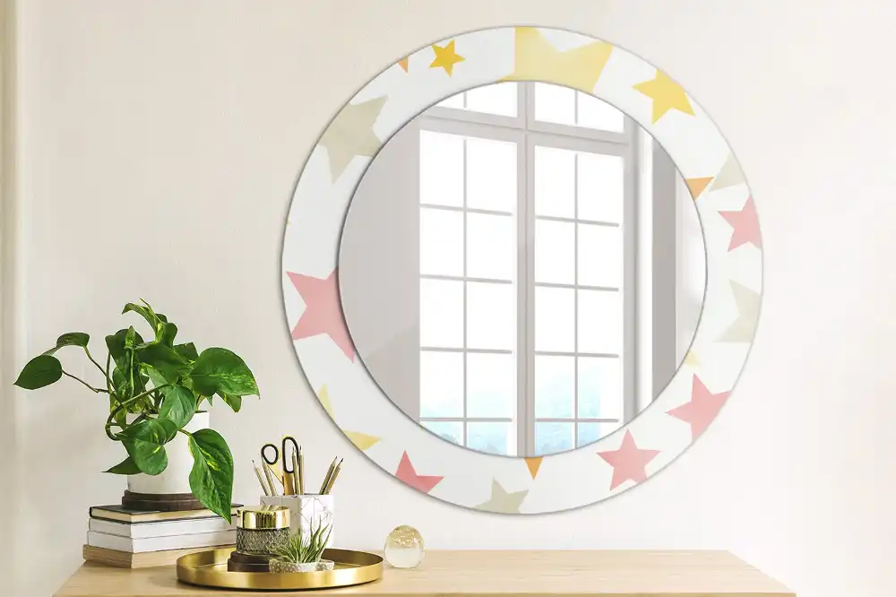 Round wall mirror decor Pastel stars