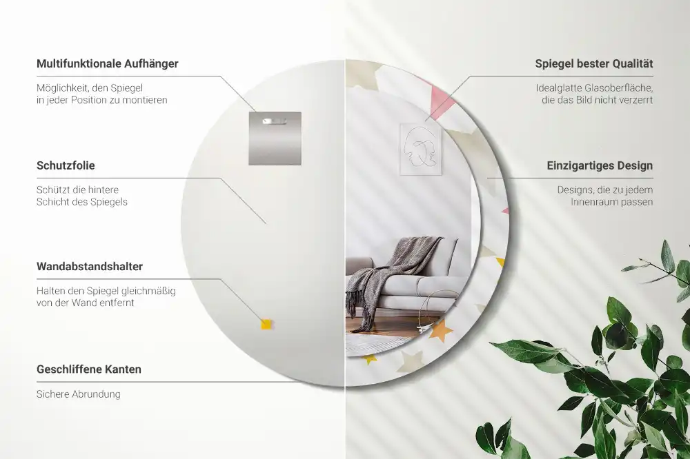 Round wall mirror decor Pastel stars