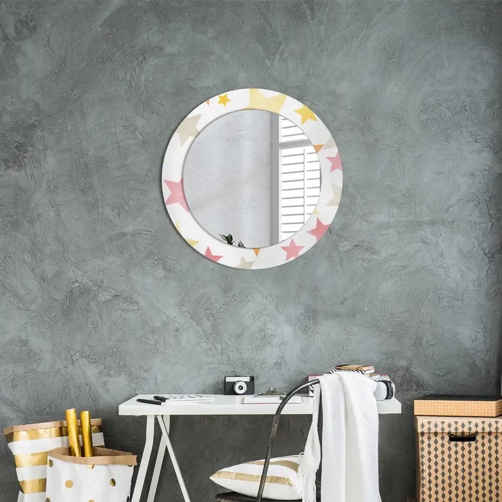 Round wall mirror decor Pastel stars