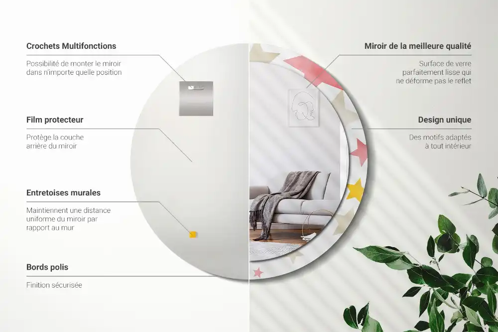 Round wall mirror decor Pastel stars