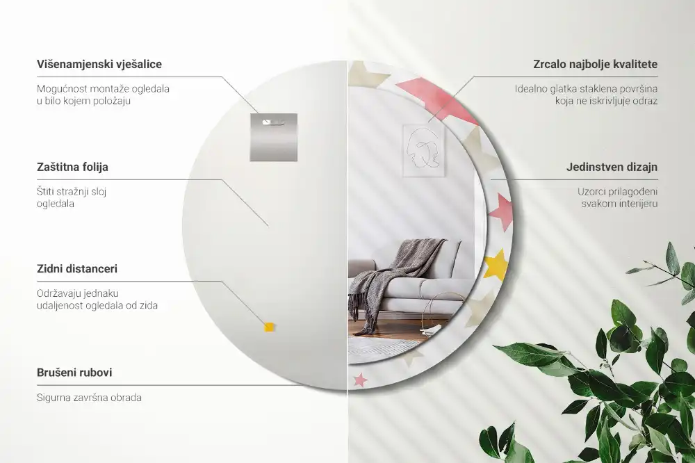 Round wall mirror decor Pastel stars