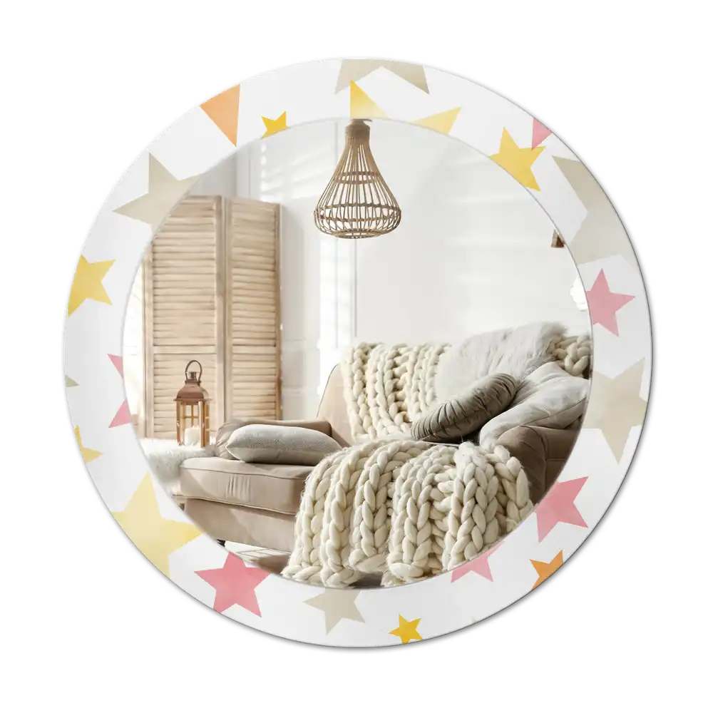 Round wall mirror decor Pastel stars
