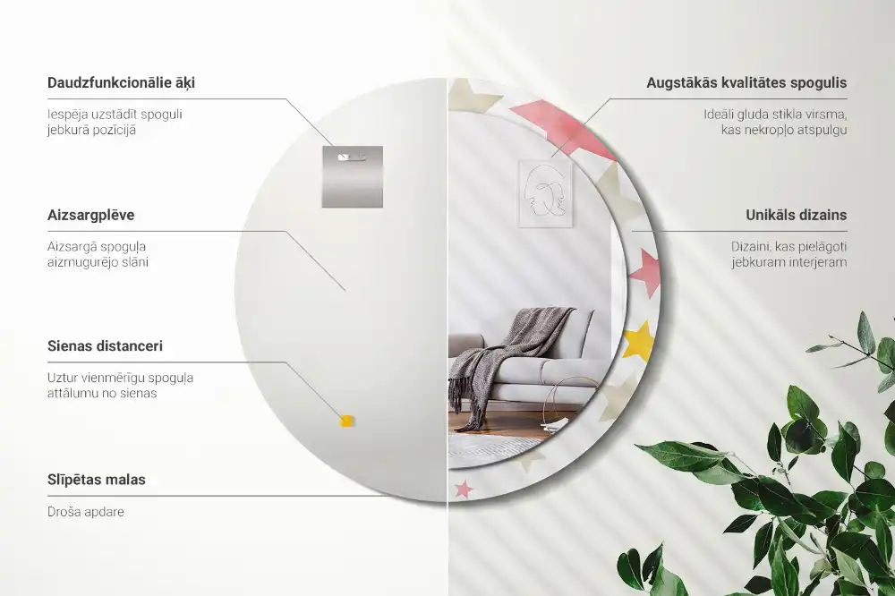 Round wall mirror decor Pastel stars