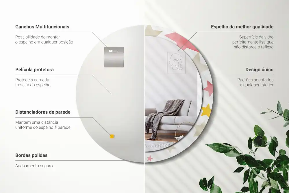 Round wall mirror decor Pastel stars