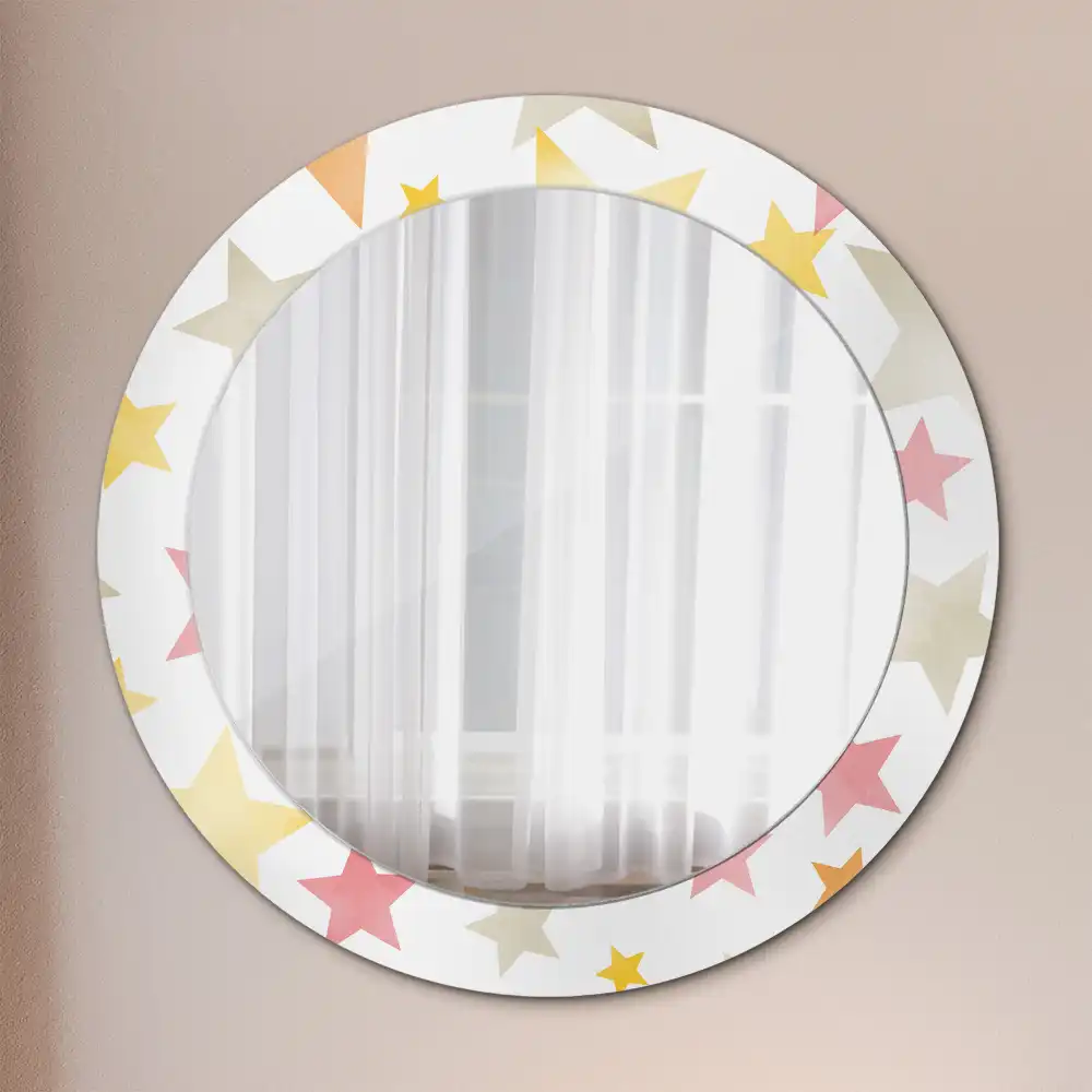 Round wall mirror decor Pastel stars