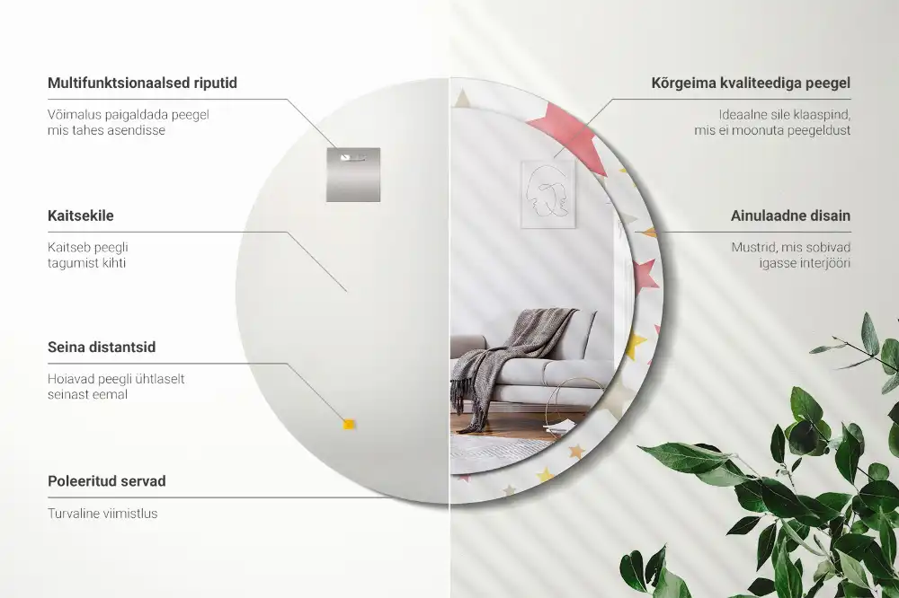 Round wall mirror decor Pastel stars