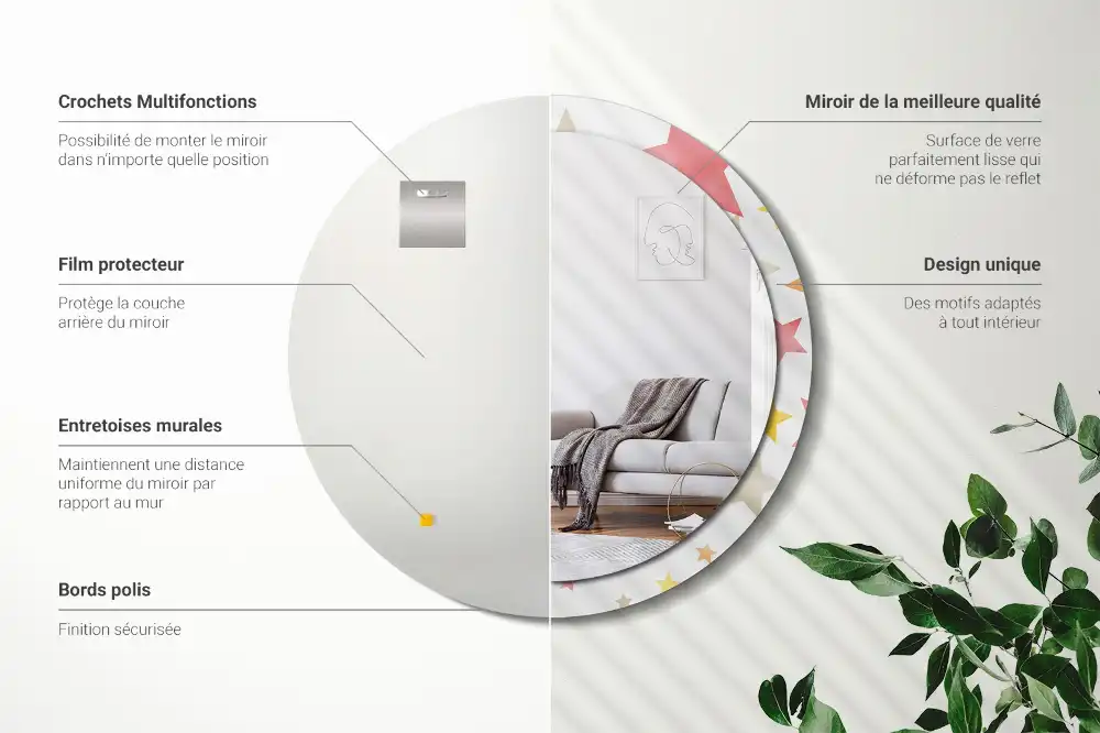 Round wall mirror decor Pastel stars