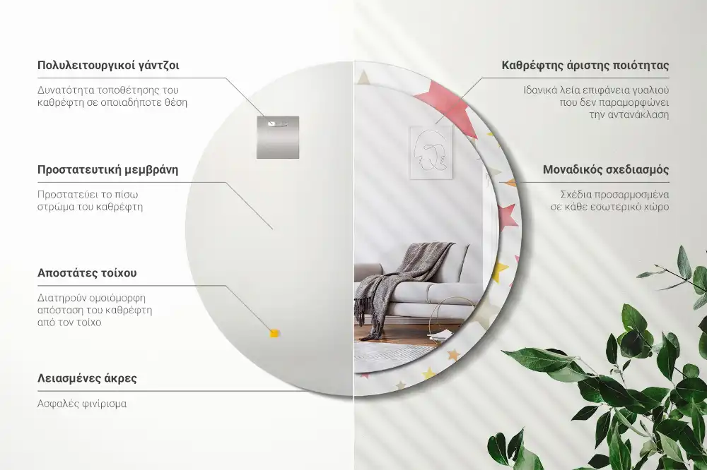 Round wall mirror decor Pastel stars