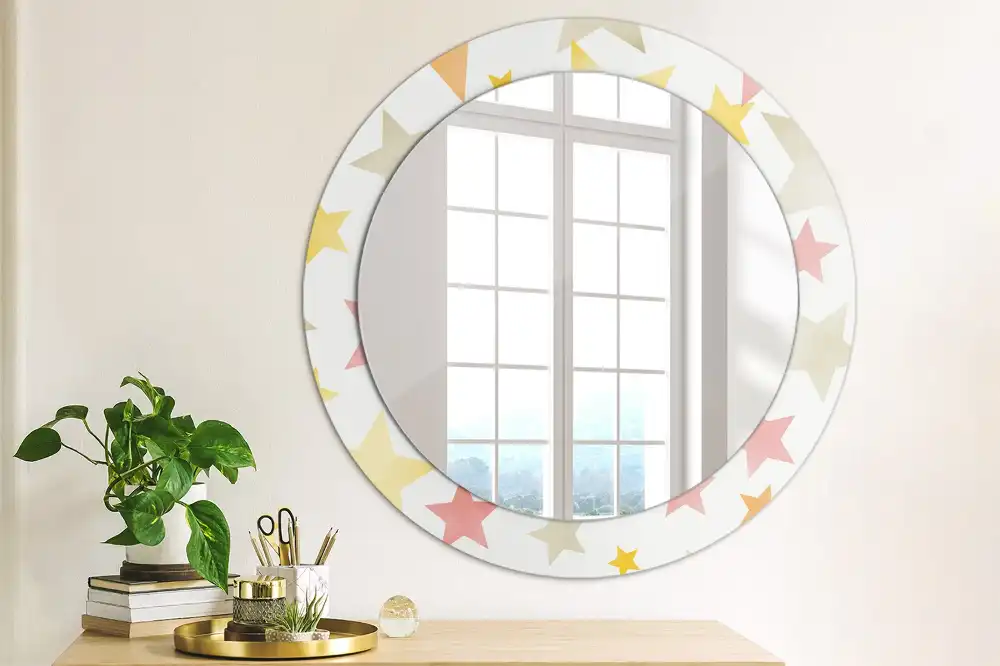 Round wall mirror decor Pastel stars