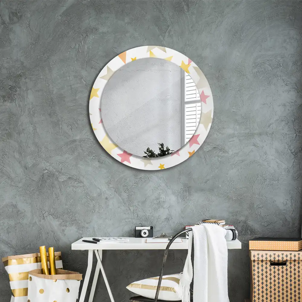 Round wall mirror decor Pastel stars
