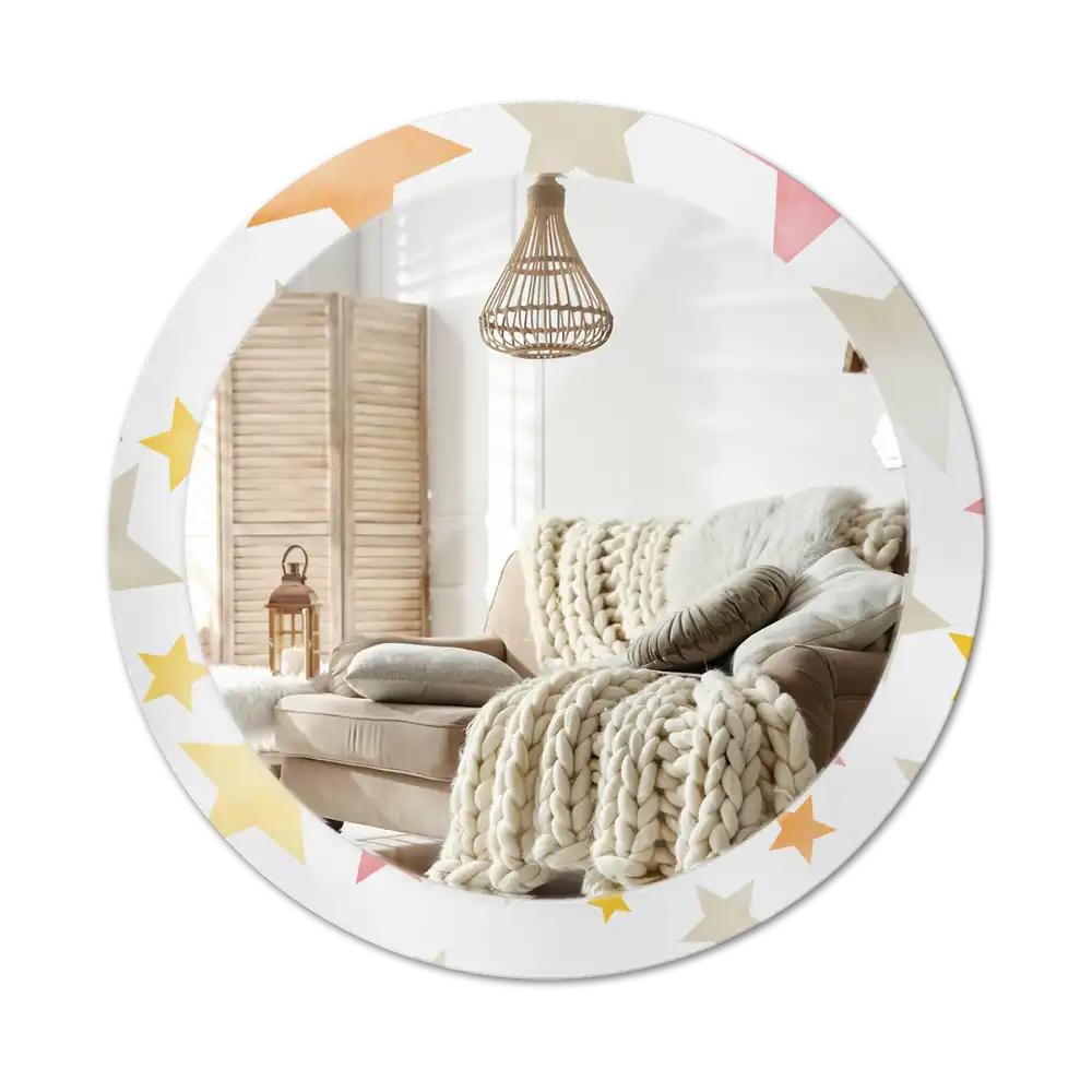 Round wall mirror decor Pastel stars