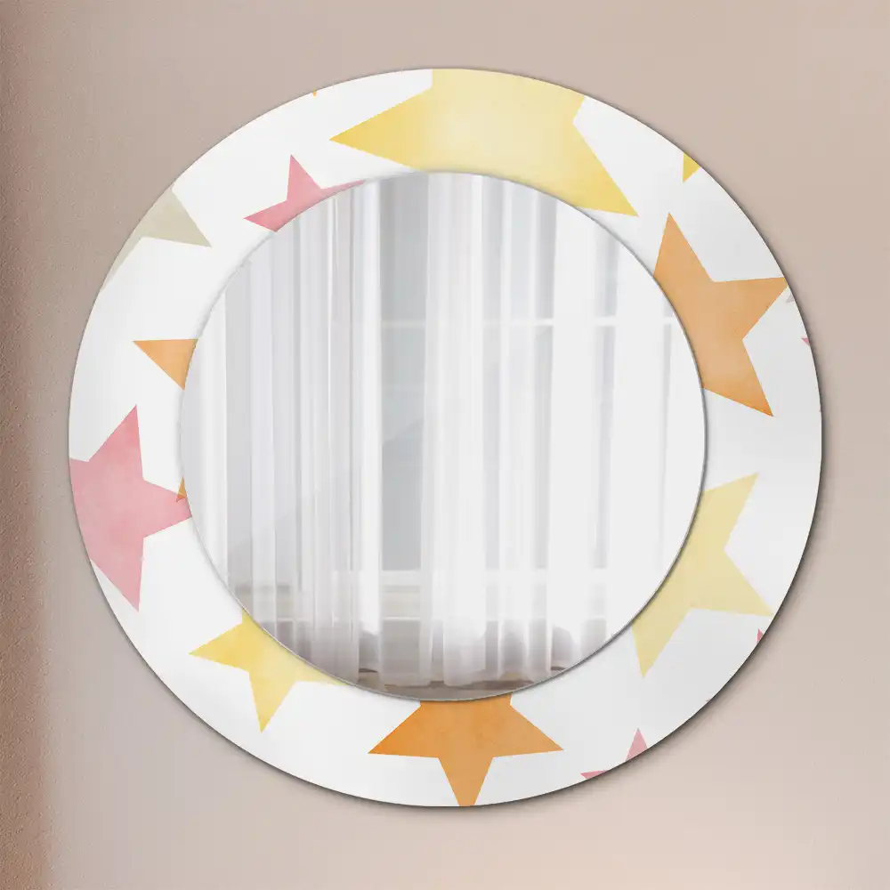 Round wall mirror decor Pastel stars